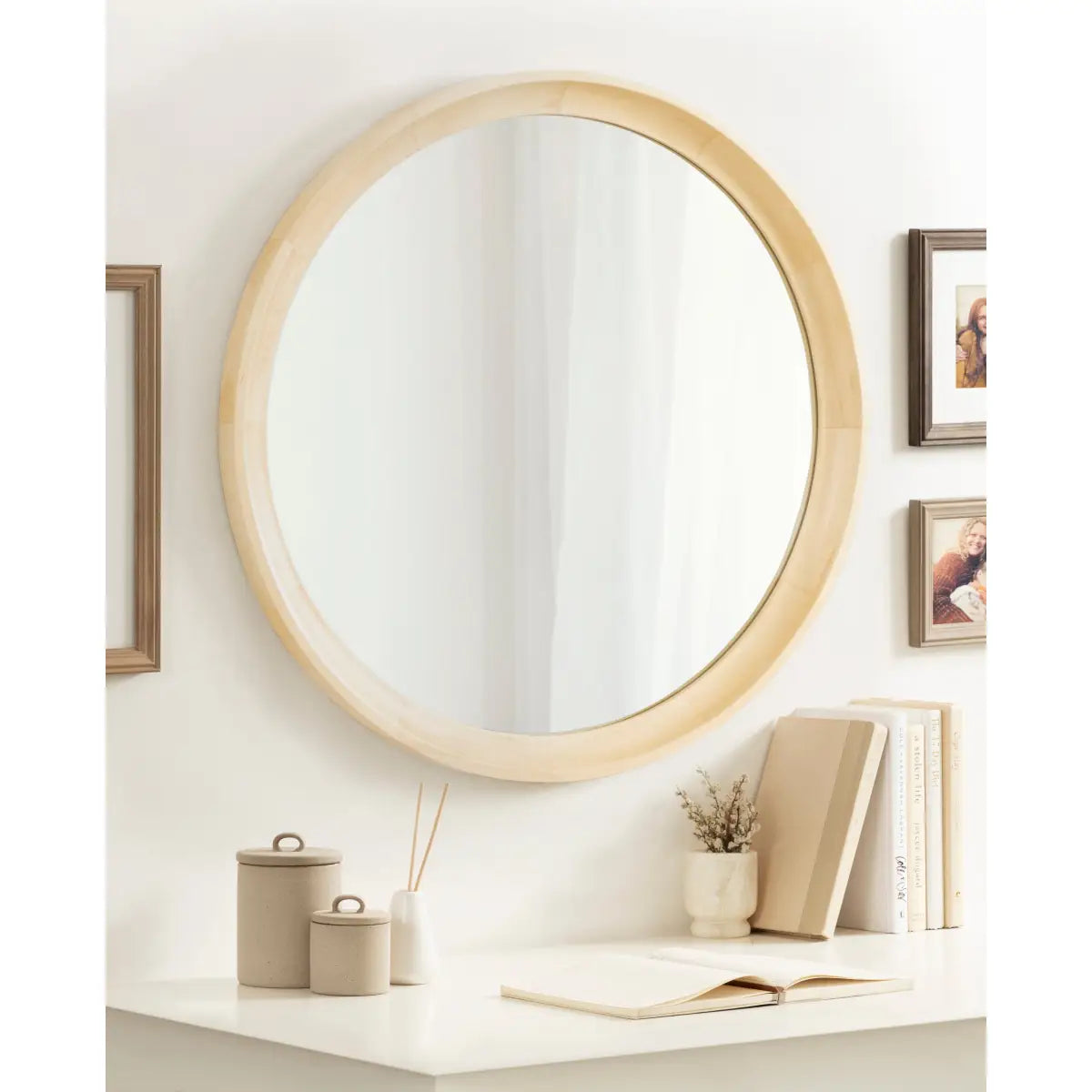 Hatherleigh Round Wood Wall Mirror - kateandlaurel