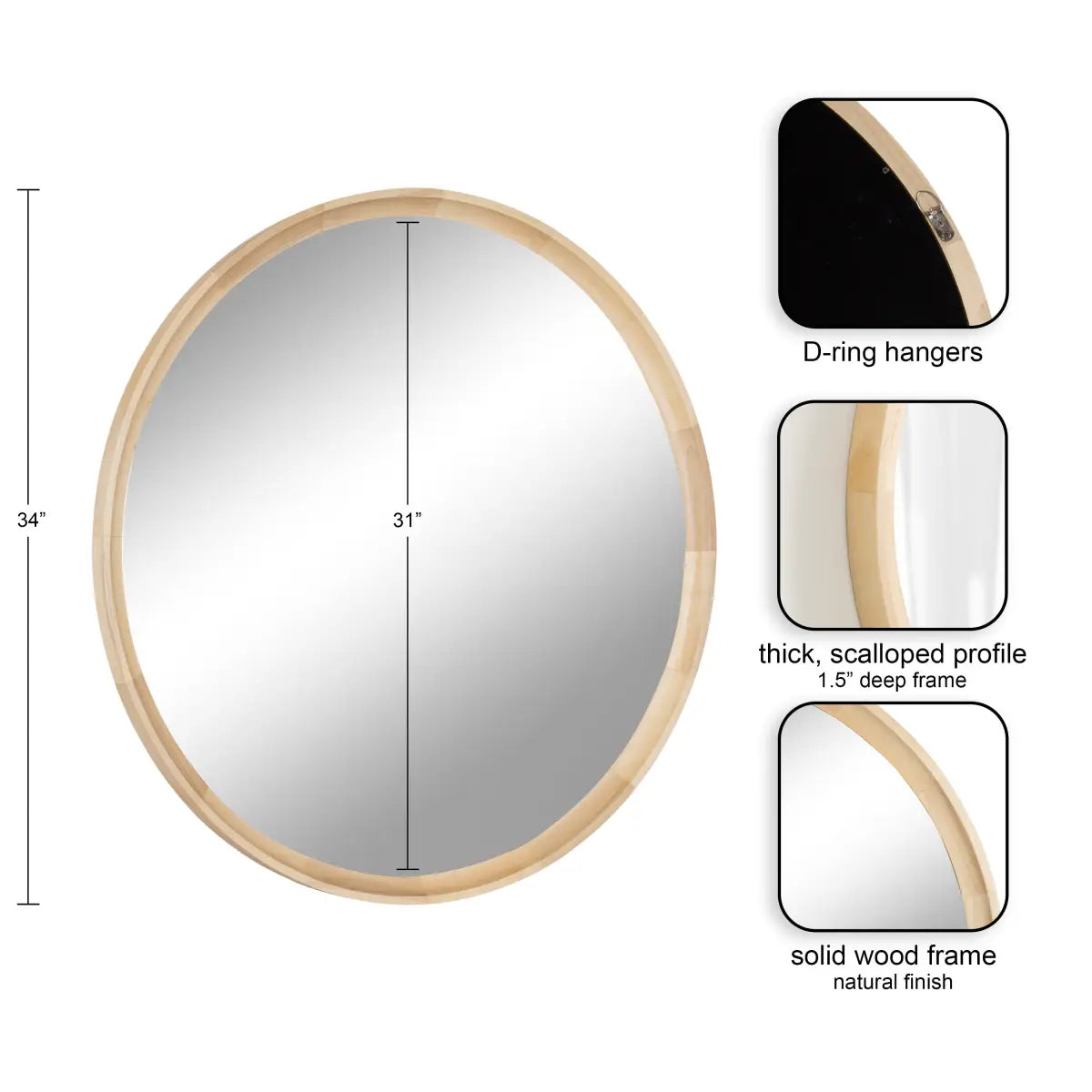 Hatherleigh Round Wood Wall Mirror - kateandlaurel