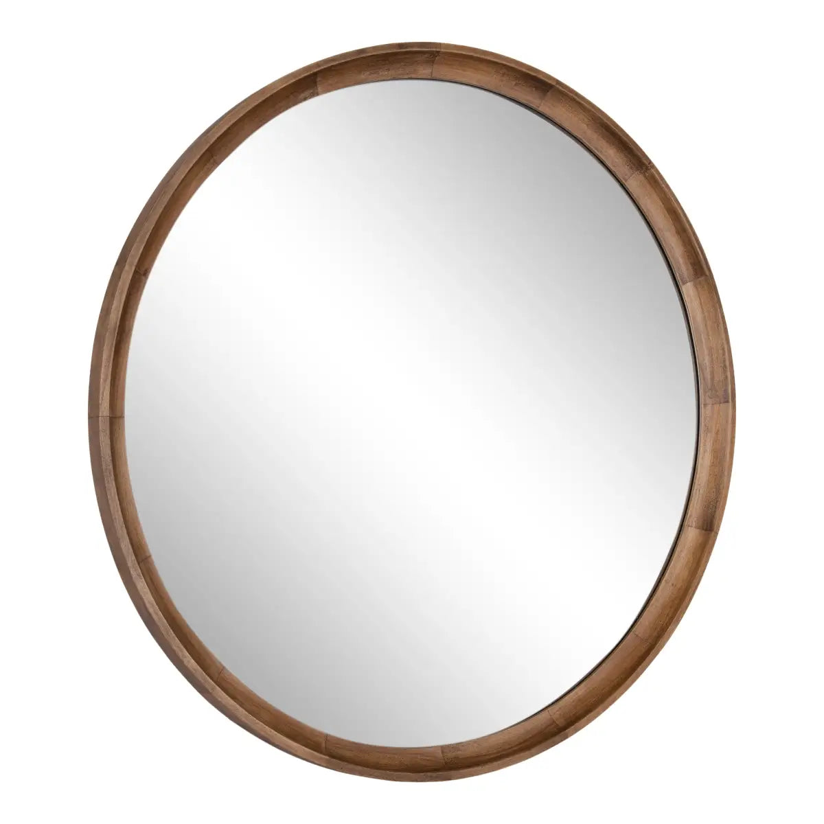 Hatherleigh Round Wood Wall Mirror - Rustic Brown / 34’’ Diameter - kateandlaurel