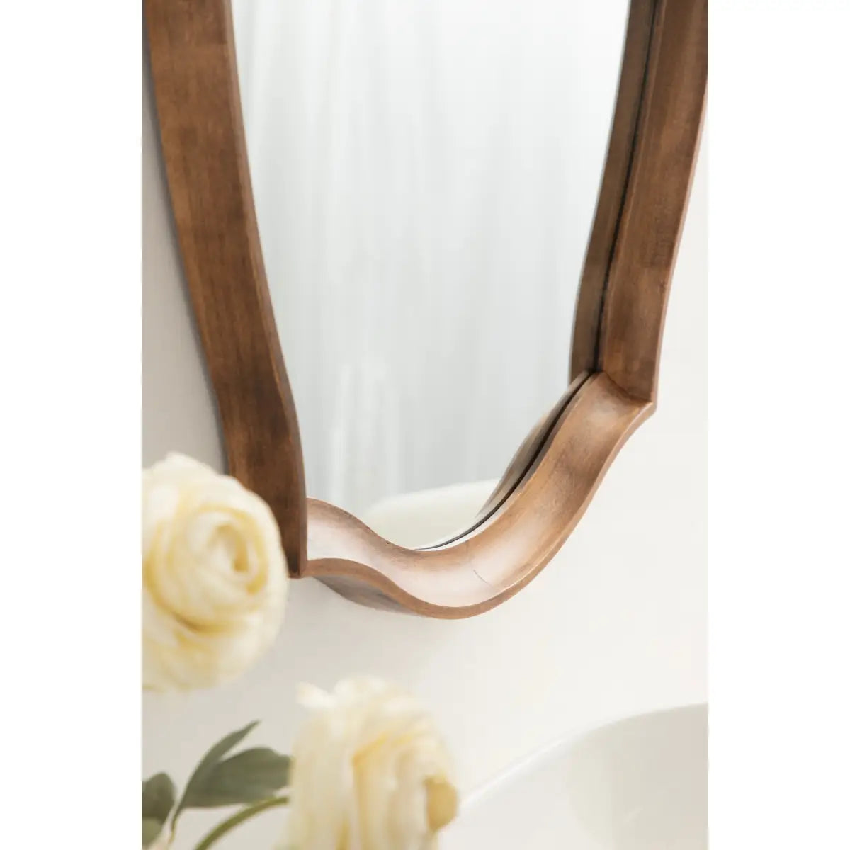 Hatherleigh Scalloped Wood Wall Mirror - Rustic Brown - kateandlaurel