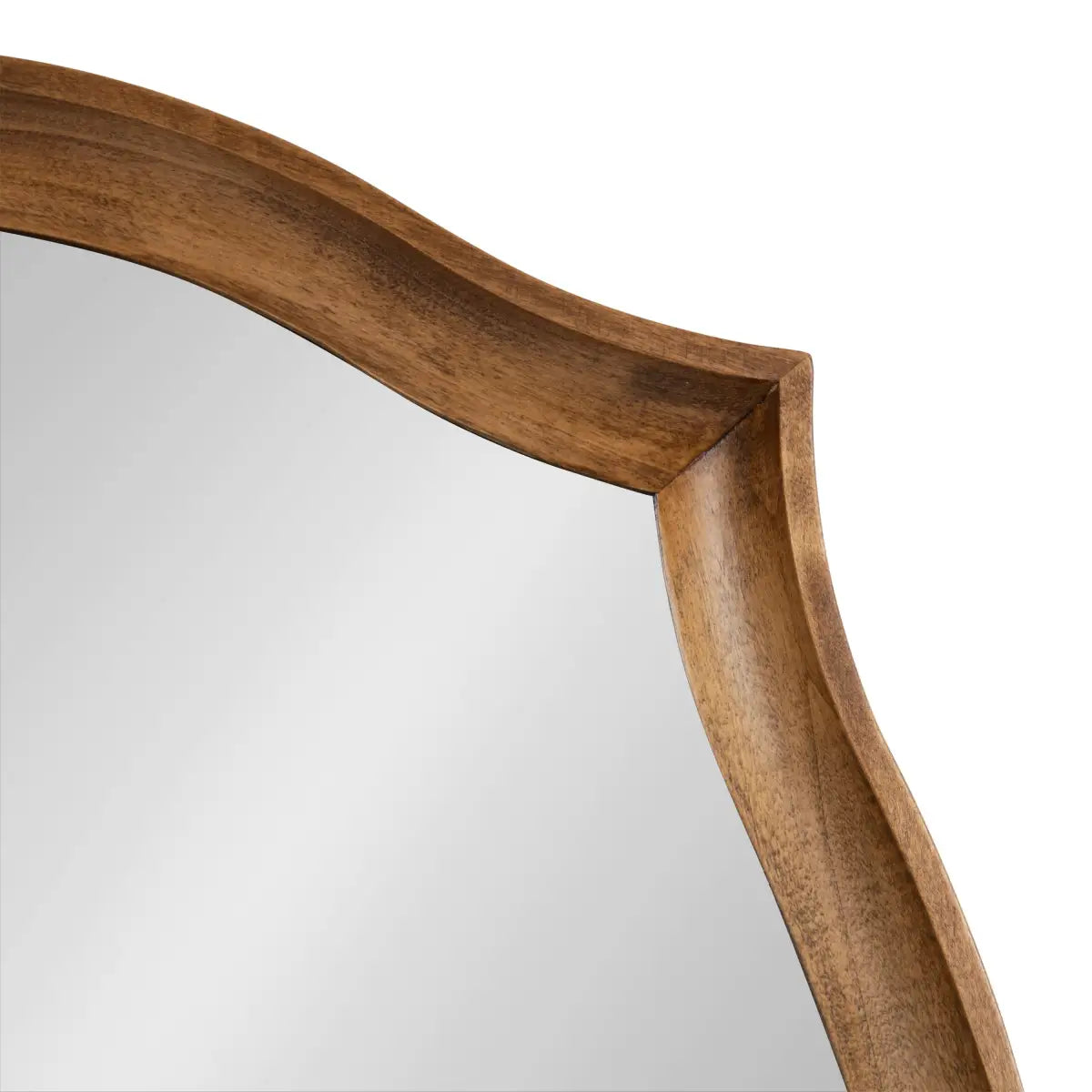 Hatherleigh Scalloped Wood Wall Mirror - Rustic Brown - kateandlaurel