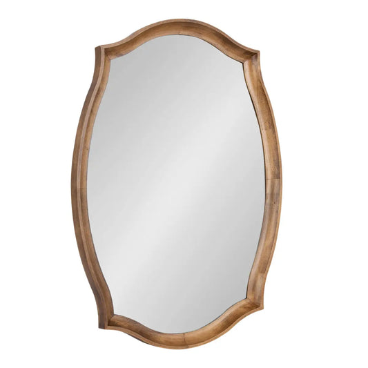 Hatherleigh Scalloped Wood Wall Mirror - Rustic Brown - kateandlaurel
