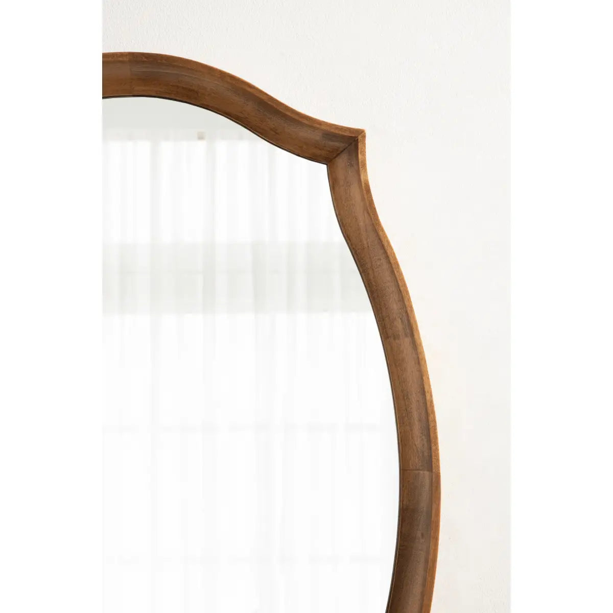 Hatherleigh Scalloped Wood Wall Mirror - Rustic Brown - kateandlaurel