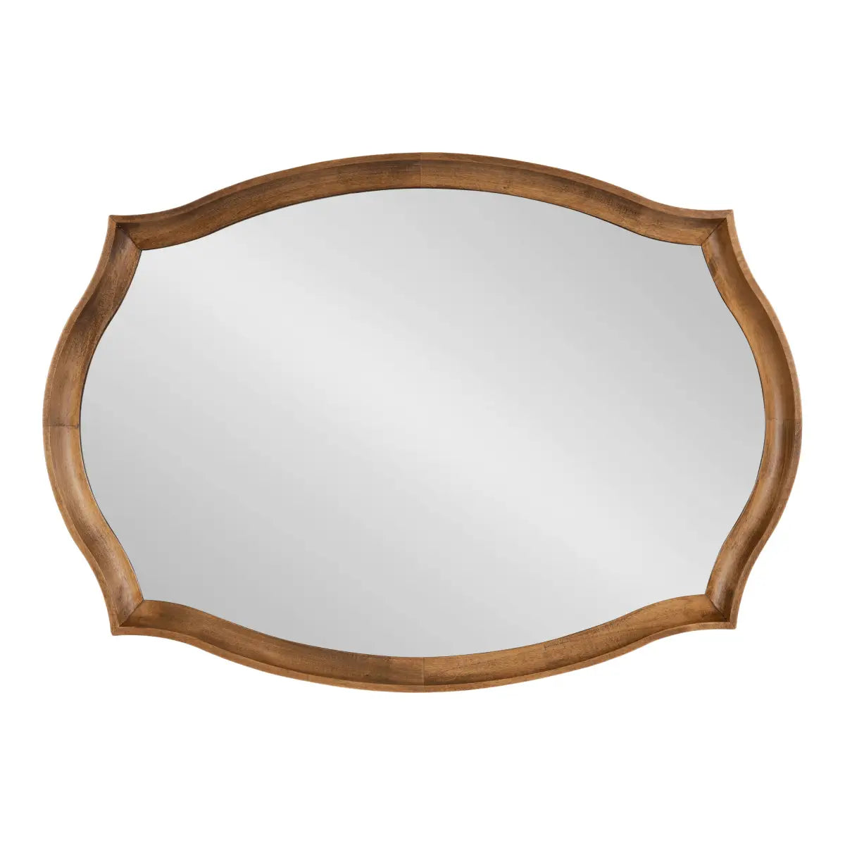 Hatherleigh Scalloped Wood Wall Mirror - Rustic Brown - kateandlaurel