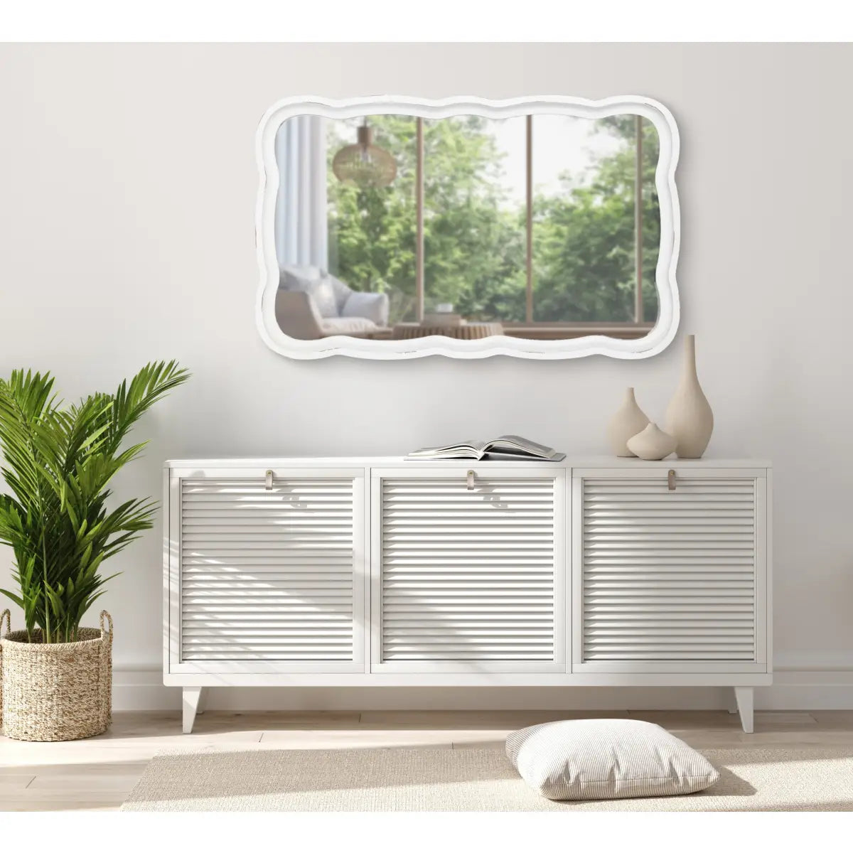 Hatherleigh Scallop Wood Wall Mirror - kateandlaurel