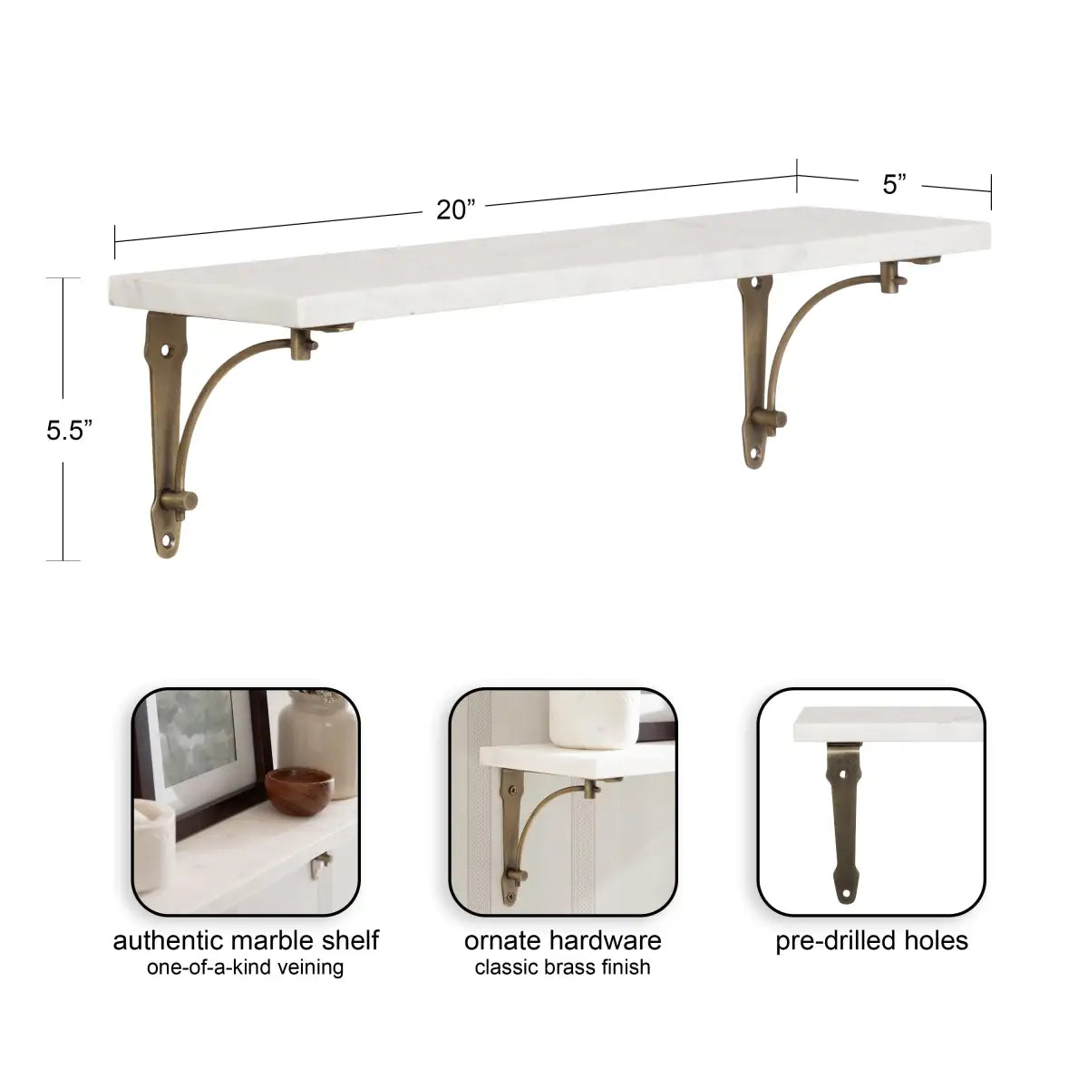 Hatley Marble Wall Shelf - kateandlaurel
