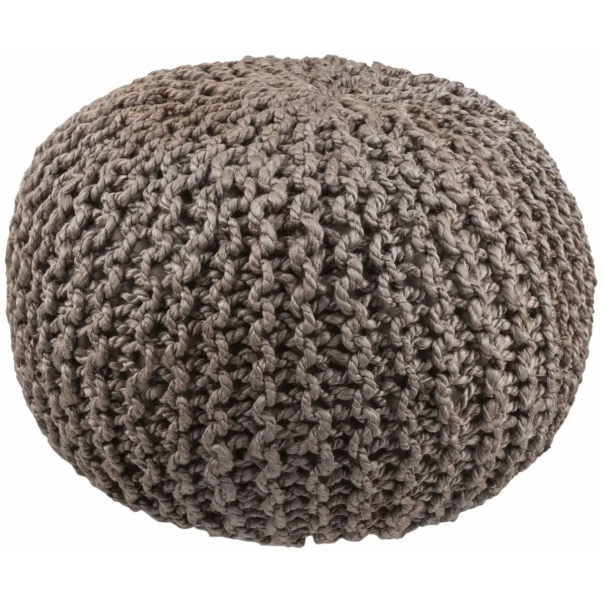 Hauenstein Knitted Jute Pouf - 14’’H x 20’’W x 20’’D Round - Boutique Rugs
