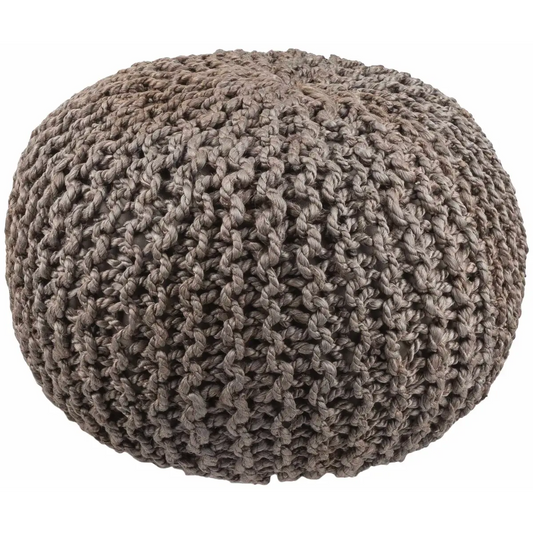 Hauenstein Knitted Jute Pouf - 14’’H x 20’’W x 20’’D Round - Boutique Rugs