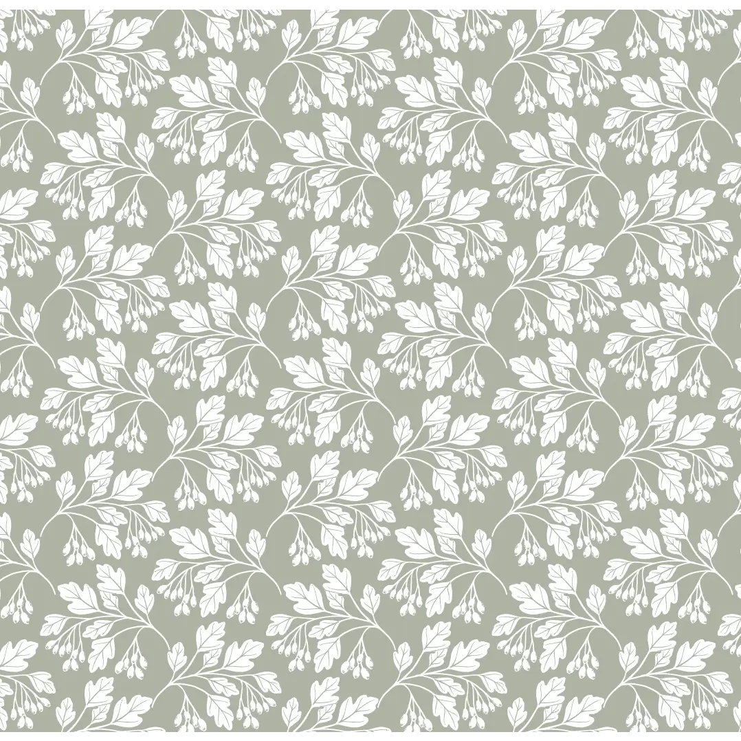 Hawthorn Wallpaper - Leafy Branches - by Gooseberry Moon - Sample 1 foot by 1 foot / Sage - Loomwell Home Goods