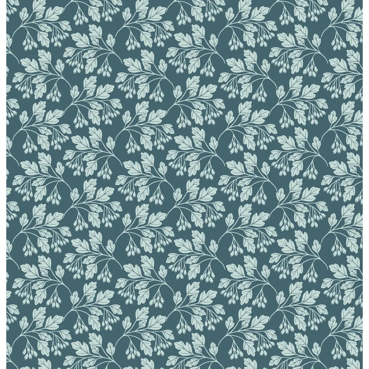 Hawthorn Wallpaper - Leafy Branches - by Gooseberry Moon - Sample 1 foot by 1 foot / Teal - Loomwell Home Goods