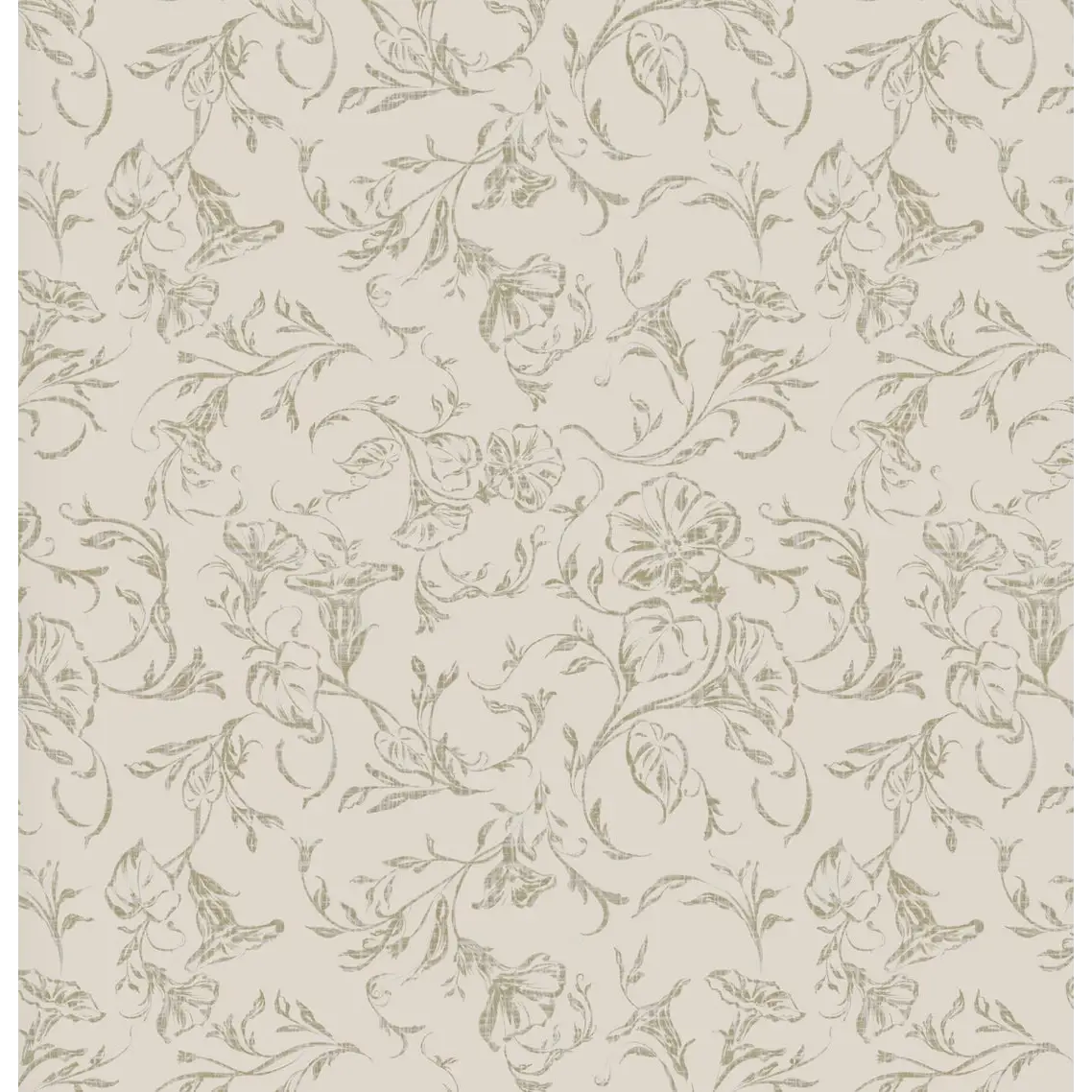 Hawthorne Bloom Wallpaper - Morning Glories - by Safari Natalia x Taddy Mikelaites - Sample 1 foot by 1 foot / Linen