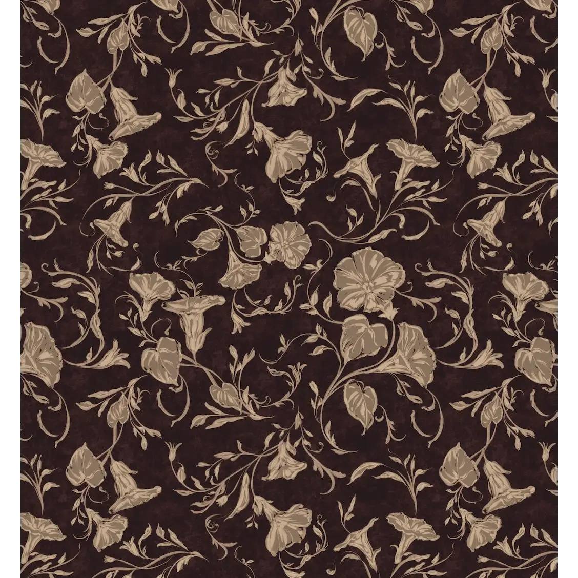 Hawthorne Bloom Wallpaper - Morning Glories - by Safari Natalia x Taddy Mikelaites - Sample 1 foot by 1 foot / Espresso