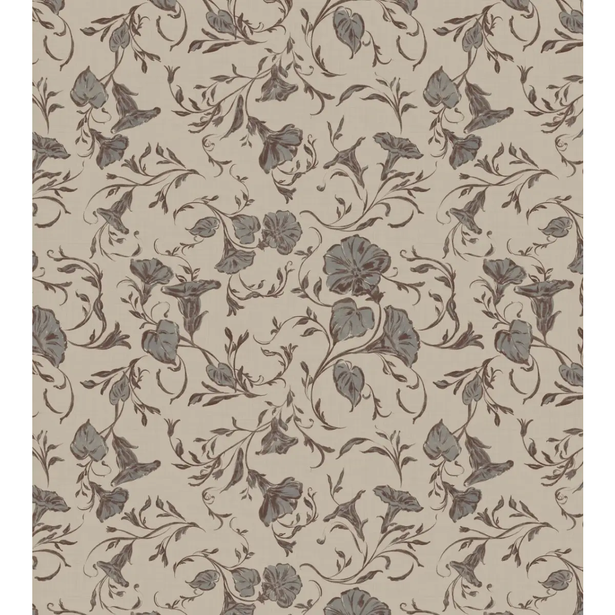 Hawthorne Bloom Wallpaper - Morning Glories - by Safari Natalia x Taddy Mikelaites - Sample 1 foot by 1 foot / Taupe