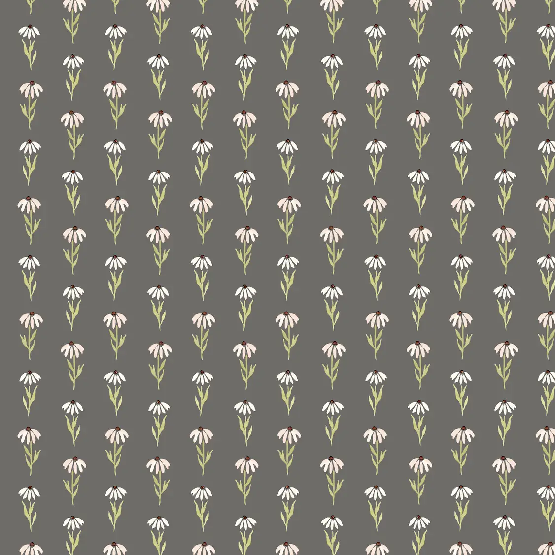 Hazel Wallpaper - Little Daisies - by Mackenzie Nelson - Sample 1 foot by 1 foot / Charcoal - Loomwell Home Goods