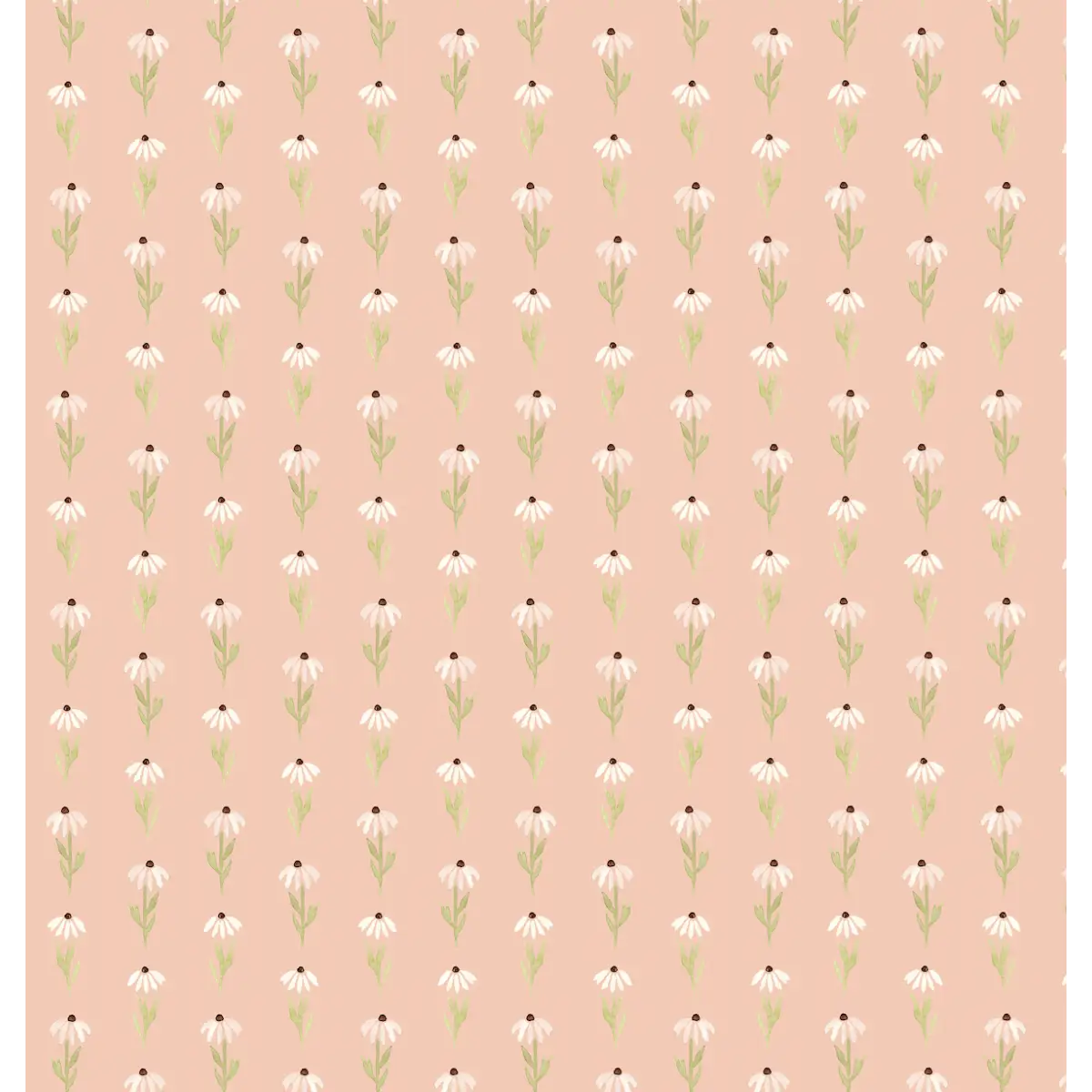 Hazel Wallpaper - Little Daisies - by Mackenzie Nelson - Sample 1 foot by 1 foot / Peach - Loomwell Home Goods