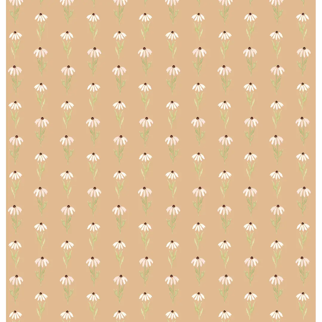 Hazel Wallpaper - Little Daisies - by Mackenzie Nelson - Sample 1 foot by 1 foot / Tan - Loomwell Home Goods
