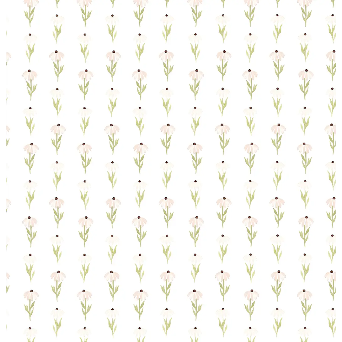 Hazel Wallpaper - Little Daisies - by Mackenzie Nelson - Sample 1 foot by 1 foot / White - Loomwell Home Goods