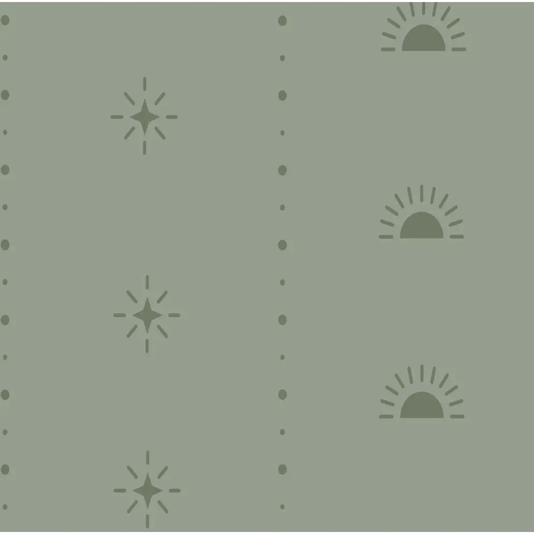 Hazen Wallpaper - Suns and Stars for Kids - by Danielle Chandler Design - Sample 1 foot by 1 foot / Sage - Loomwell