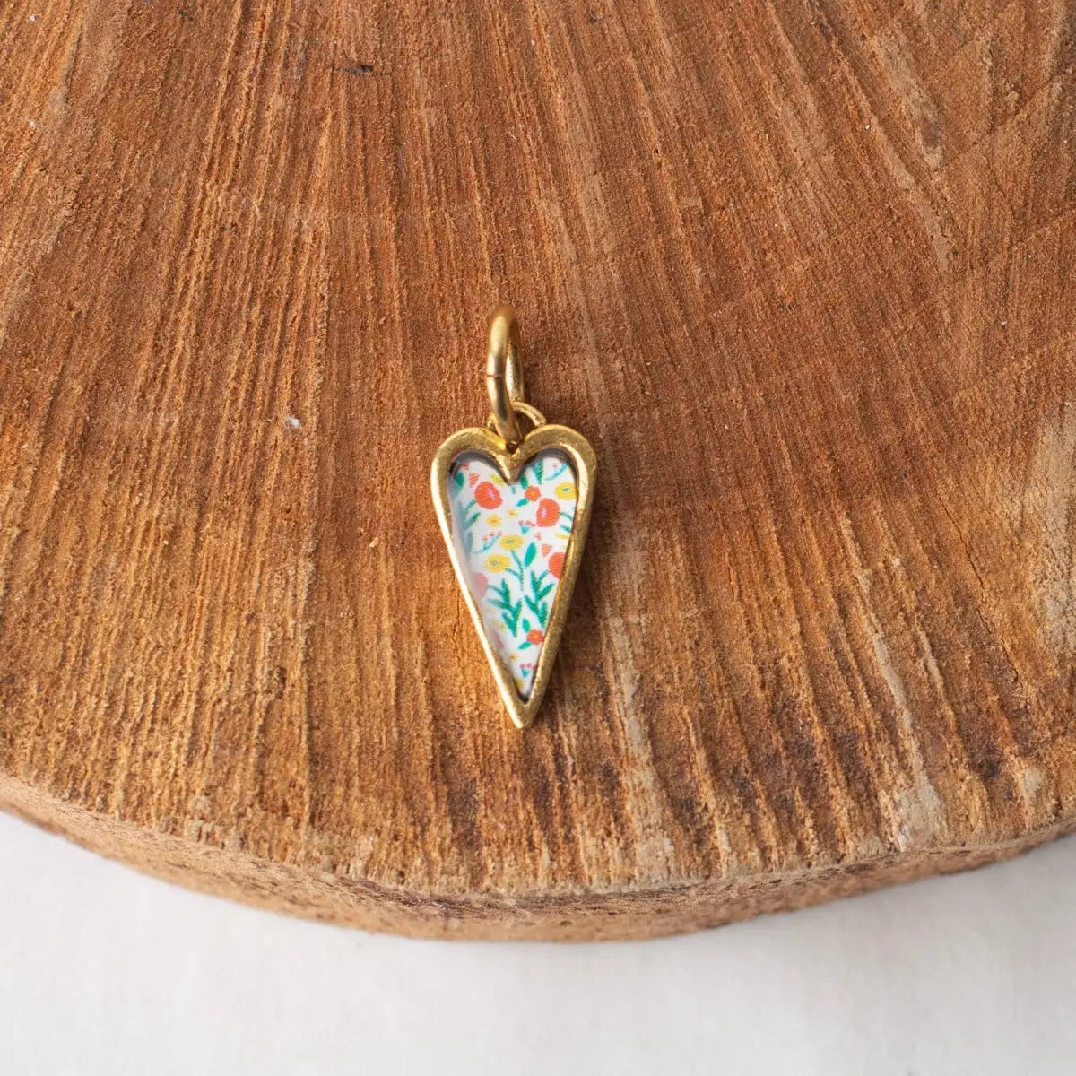Heart Bloom Pendant Charm - Bracelet or Necklace - Antique Gold - Bel Kai