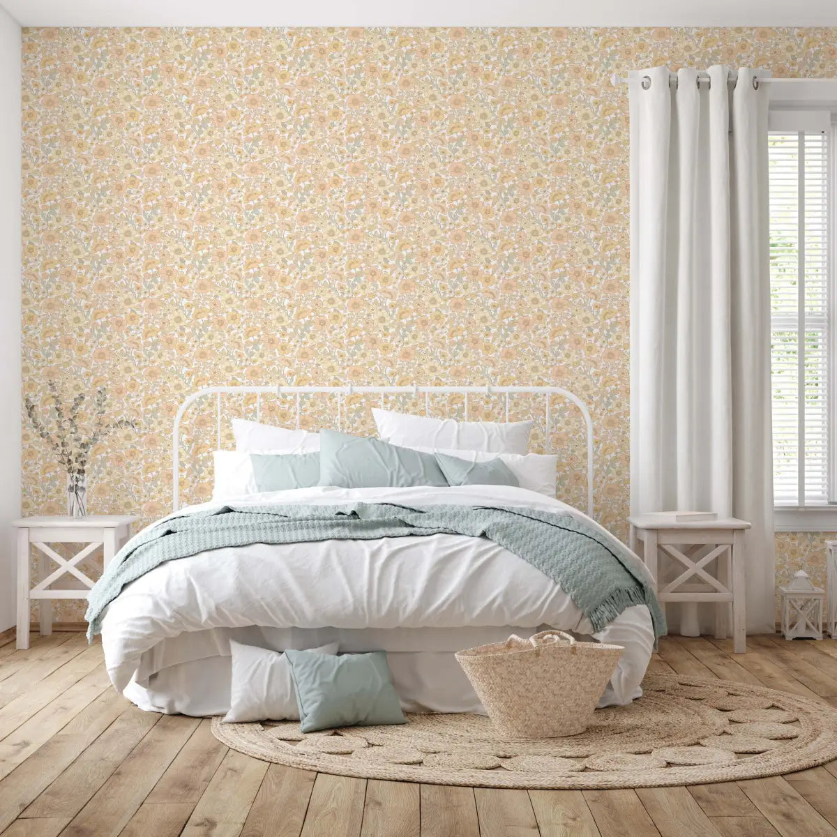 Heather Wallpaper - Pastel Mod Flowers - by Lovely People Studio - Loomwell Home Goods