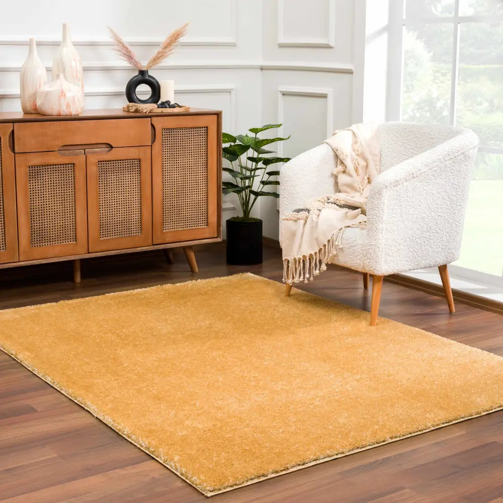 Heavenly Solid Mustard Plush Rug - Clearance - Boutique Rugs