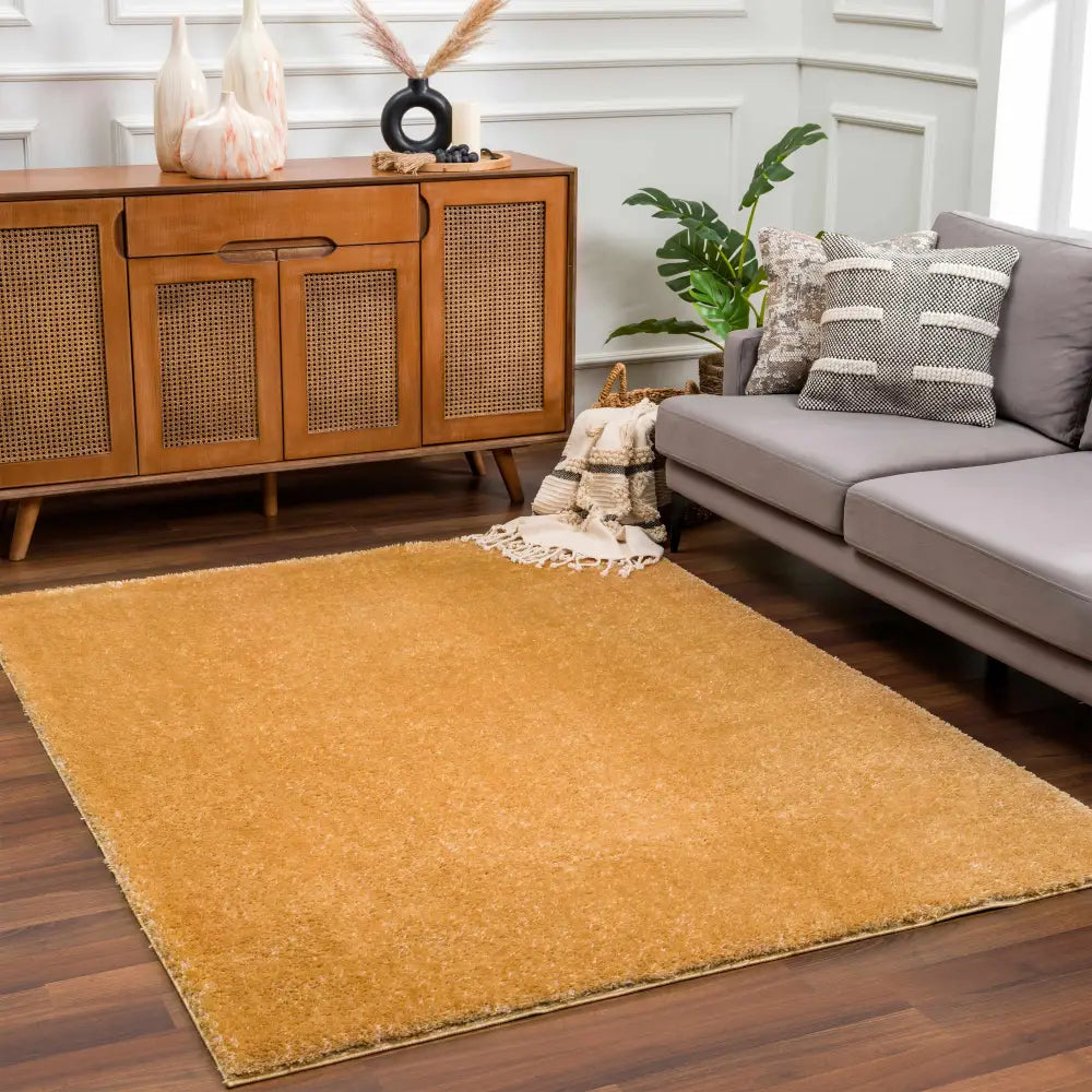 Heavenly Solid Mustard Plush Rug - Clearance - Boutique Rugs