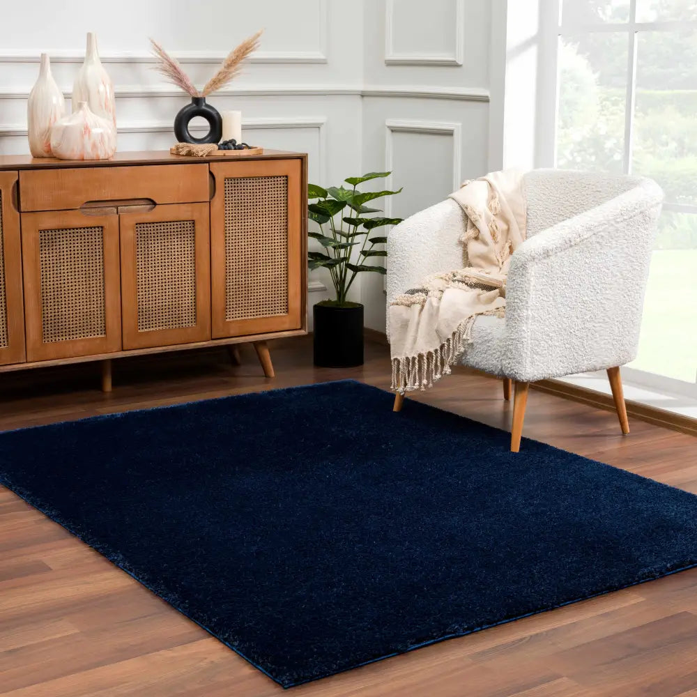 Heavenly Solid Navy Blue Shag Rug - Clearance - Boutique Rugs