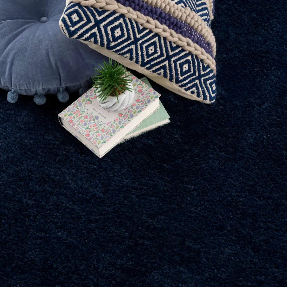 Heavenly Solid Navy Blue Shag Rug - Clearance - Boutique Rugs