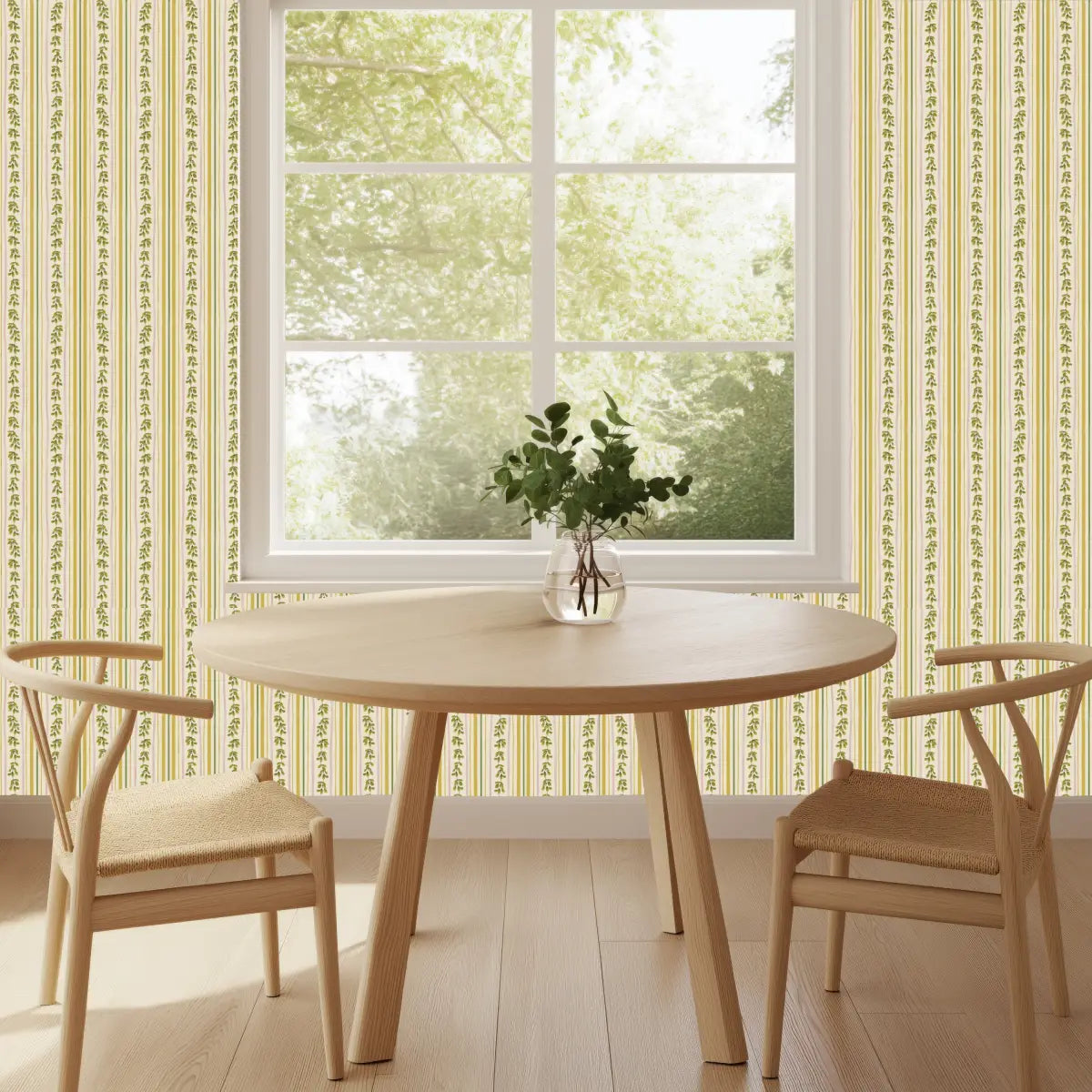 Hedge Wallpaper - Leaf Stripe - by Strawberry Snail Illustrations - Loomwell Home Goods