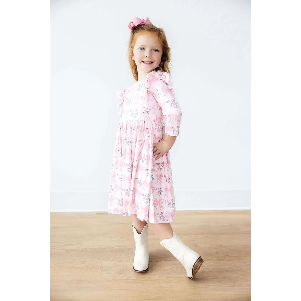 Heirloom Garden 3/4 Sleeve Ruffle Twirl Dress - Mila & Rose ®