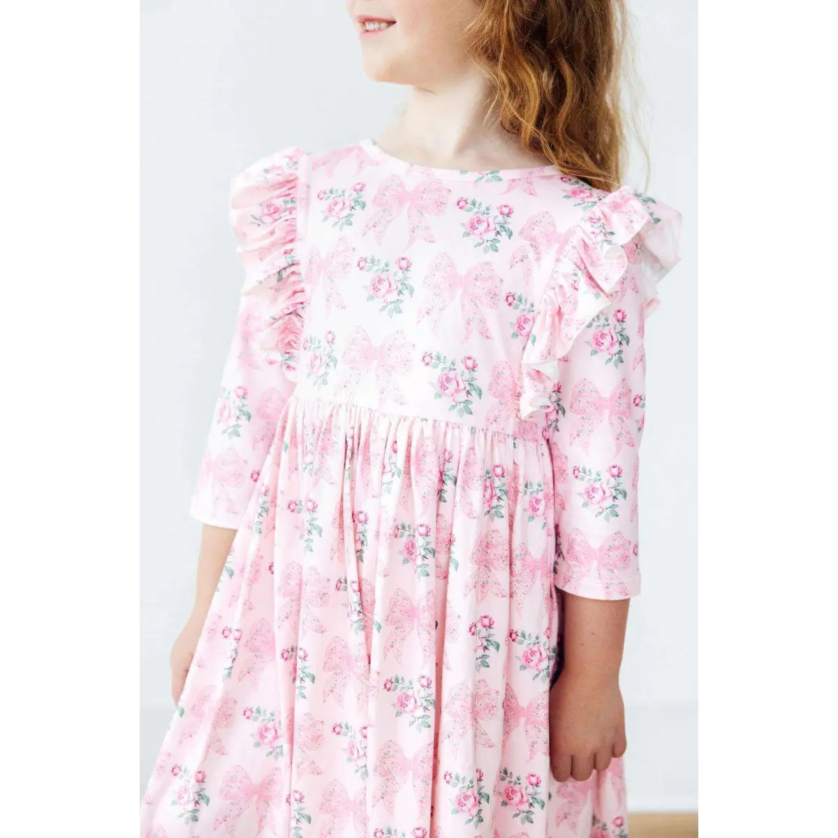 Heirloom Garden 3/4 Sleeve Ruffle Twirl Dress - Mila & Rose ®