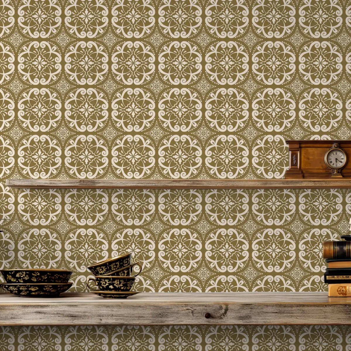 Helen Wallpaper - Vintage Tiles - by The Bright Leaf Design - Loomwell Home Goods