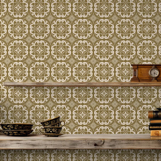 Helen Wallpaper - Vintage Tiles - by The Bright Leaf Design - Loomwell Home Goods