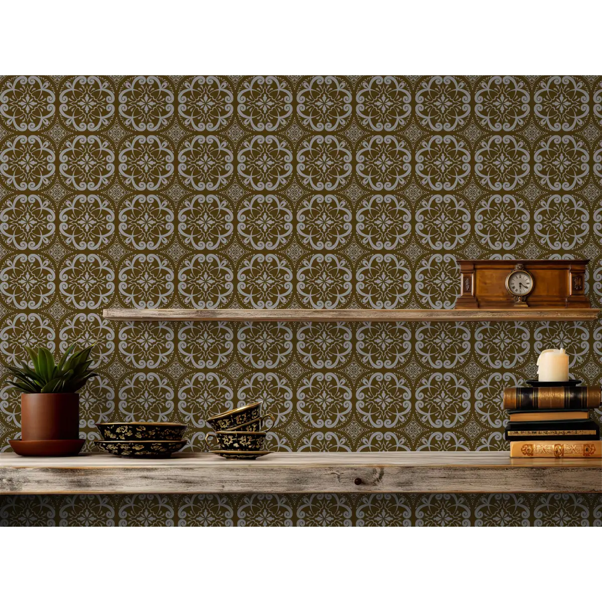 Helen Wallpaper - Vintage Tiles - by The Bright Leaf Design - Loomwell Home Goods