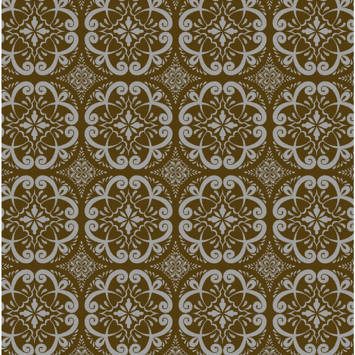 Helen Wallpaper - Vintage Tiles - by The Bright Leaf Design - Sample 1 foot by 1 foot / Brown - Loomwell Home Goods