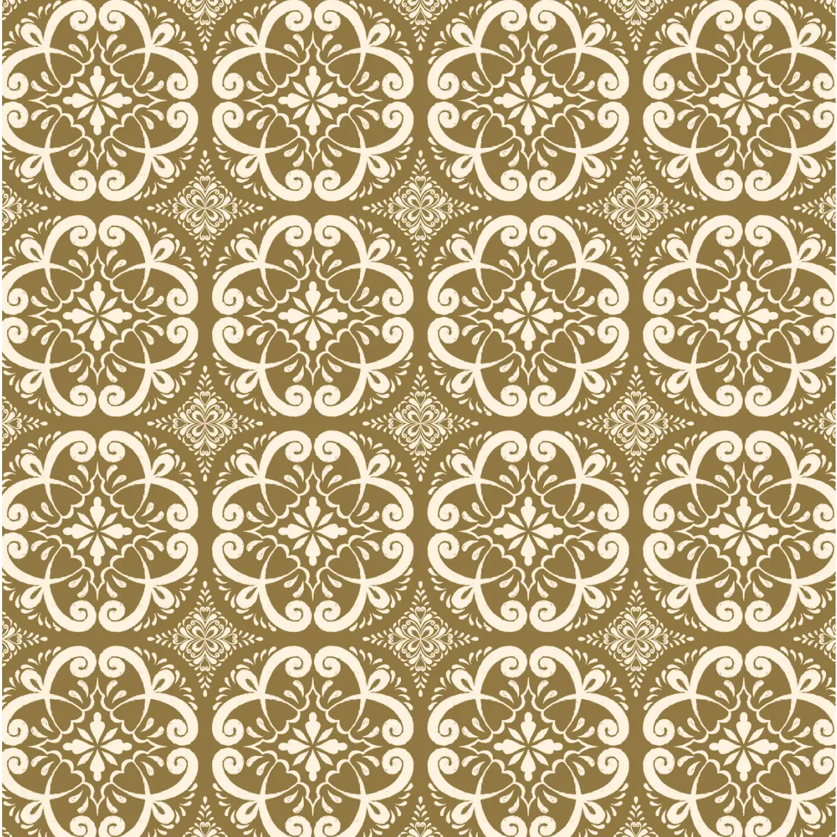 Helen Wallpaper - Vintage Tiles - by The Bright Leaf Design - Sample 1 foot by 1 foot / Mustard - Loomwell Home Goods