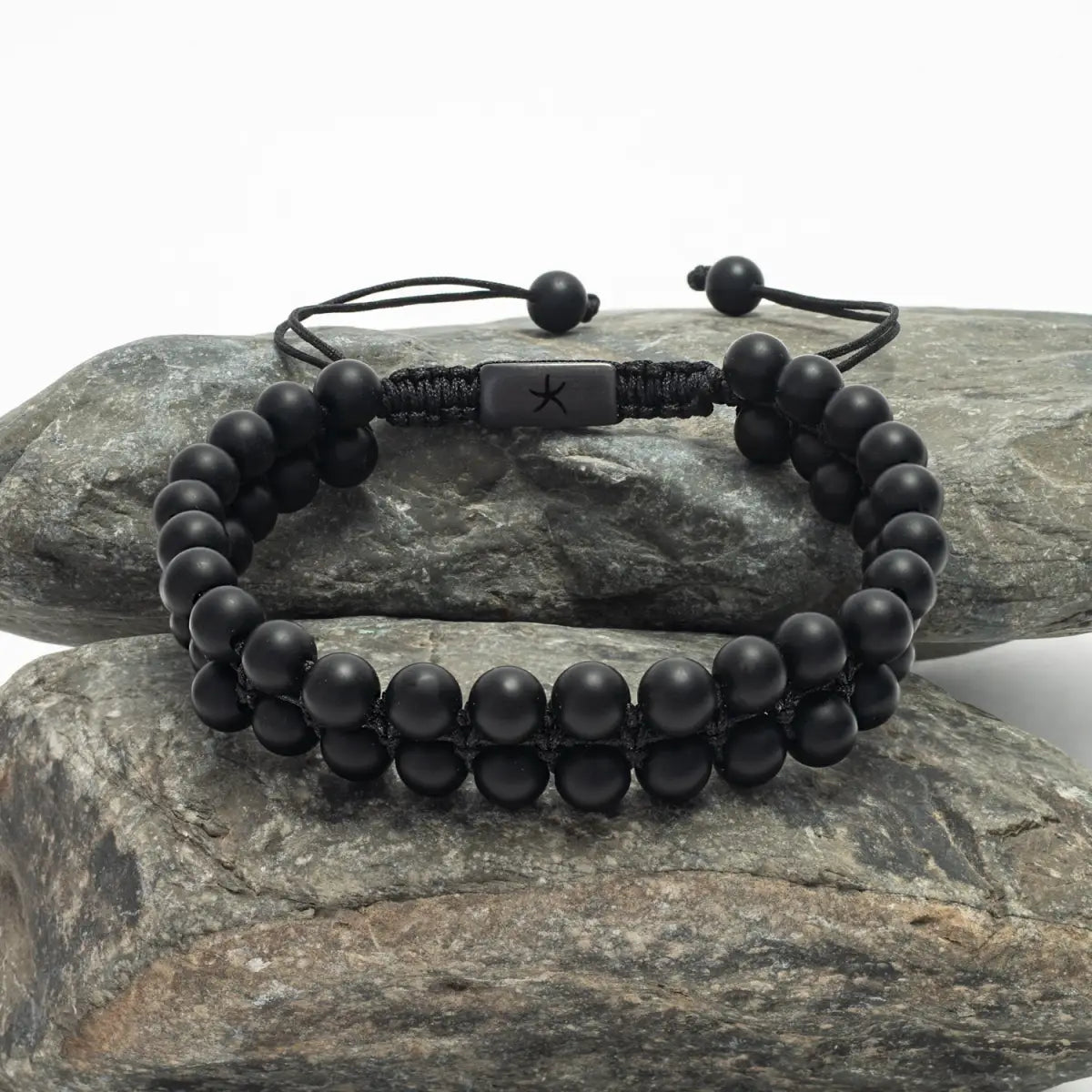 Helix Matte Black Agate Rope Beaded Bracelet - Starfish Project