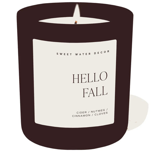 Hello Fall Soy Candle - Brown Matte Jar - 15 oz - Sweet Water Decor