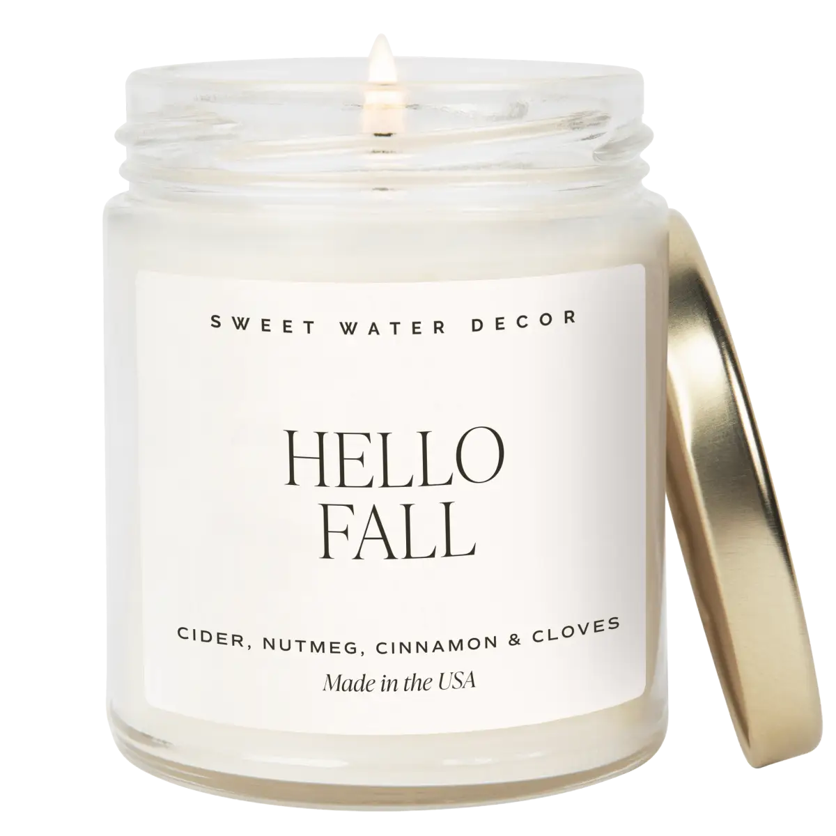 Hello Fall Soy Candle - Clear Jar - 9 oz - Sweet Water Decor