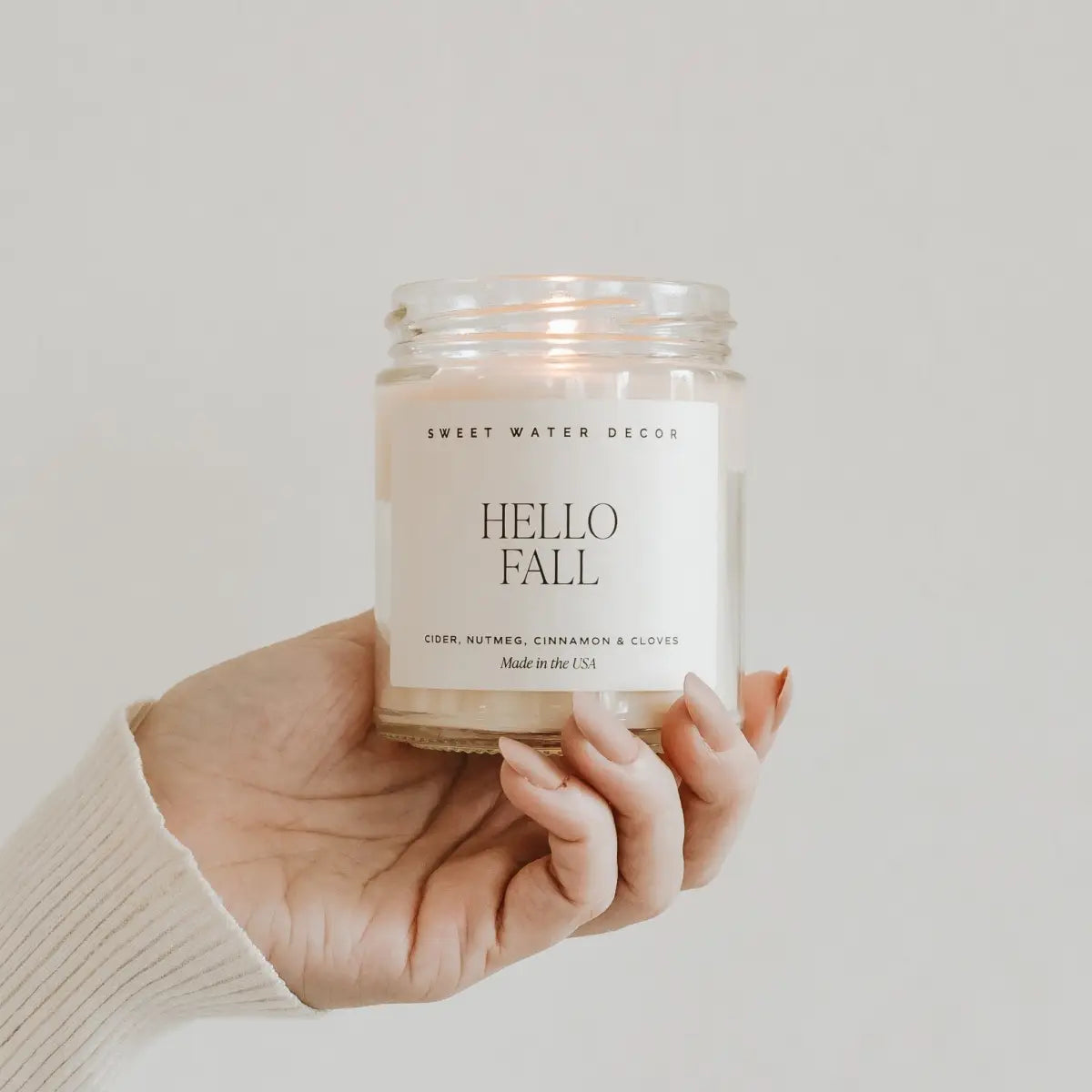 Hello Fall Soy Candle - Clear Jar - 9 oz - Sweet Water Decor
