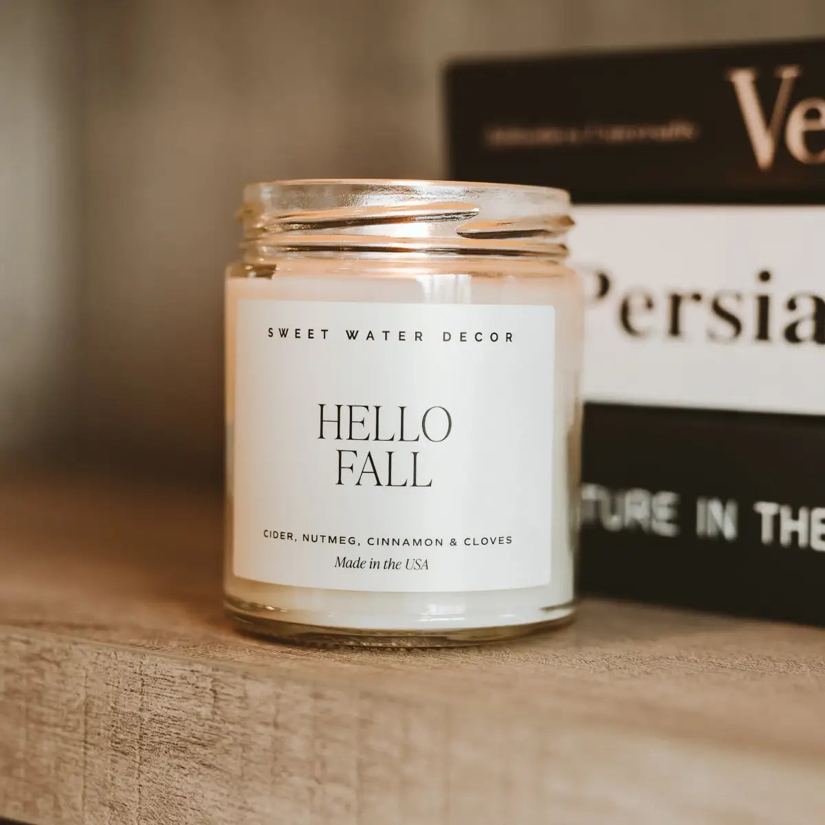 Hello Fall Soy Candle - Clear Jar - 9 oz - Sweet Water Decor