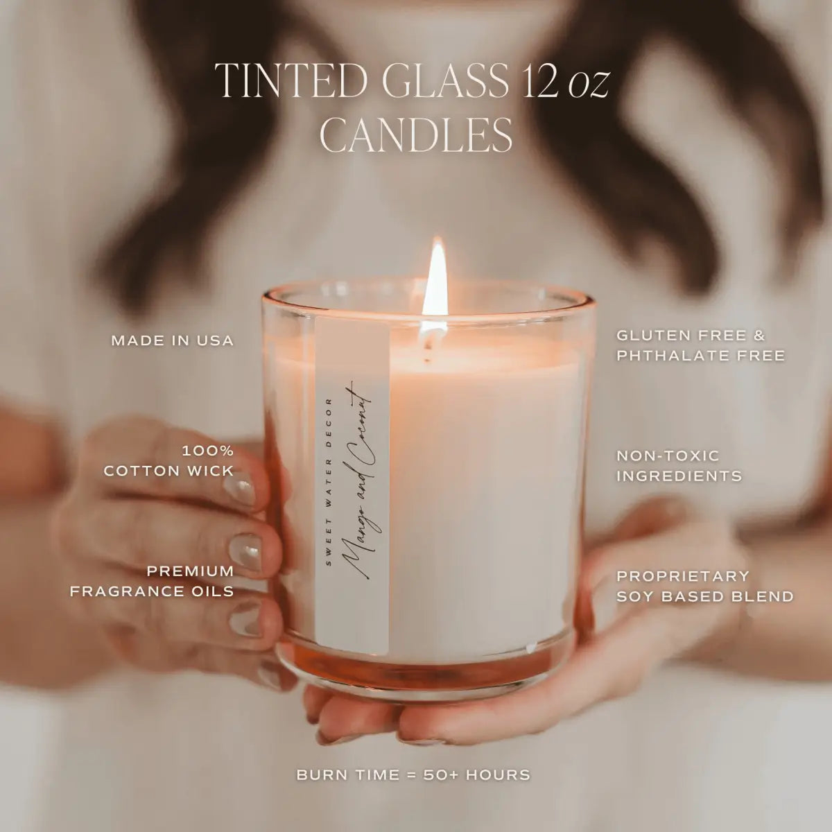Hello Fall Soy Candle - Tinted Glass Jar - 12 oz - Sweet Water Decor