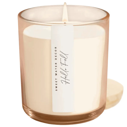 Hello Fall Soy Candle - Tinted Glass Jar - 12 oz - Sweet Water Decor
