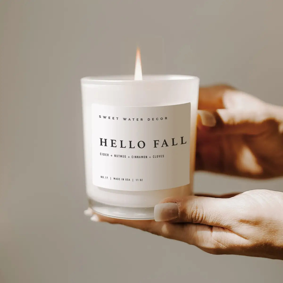 Hello Fall Soy Candle - White Jar - 11 oz - Sweet Water Decor