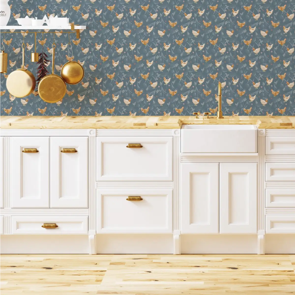 Henrietta Wallpaper - Little Chickens - by Fede Volpato - Loomwell Home Goods
