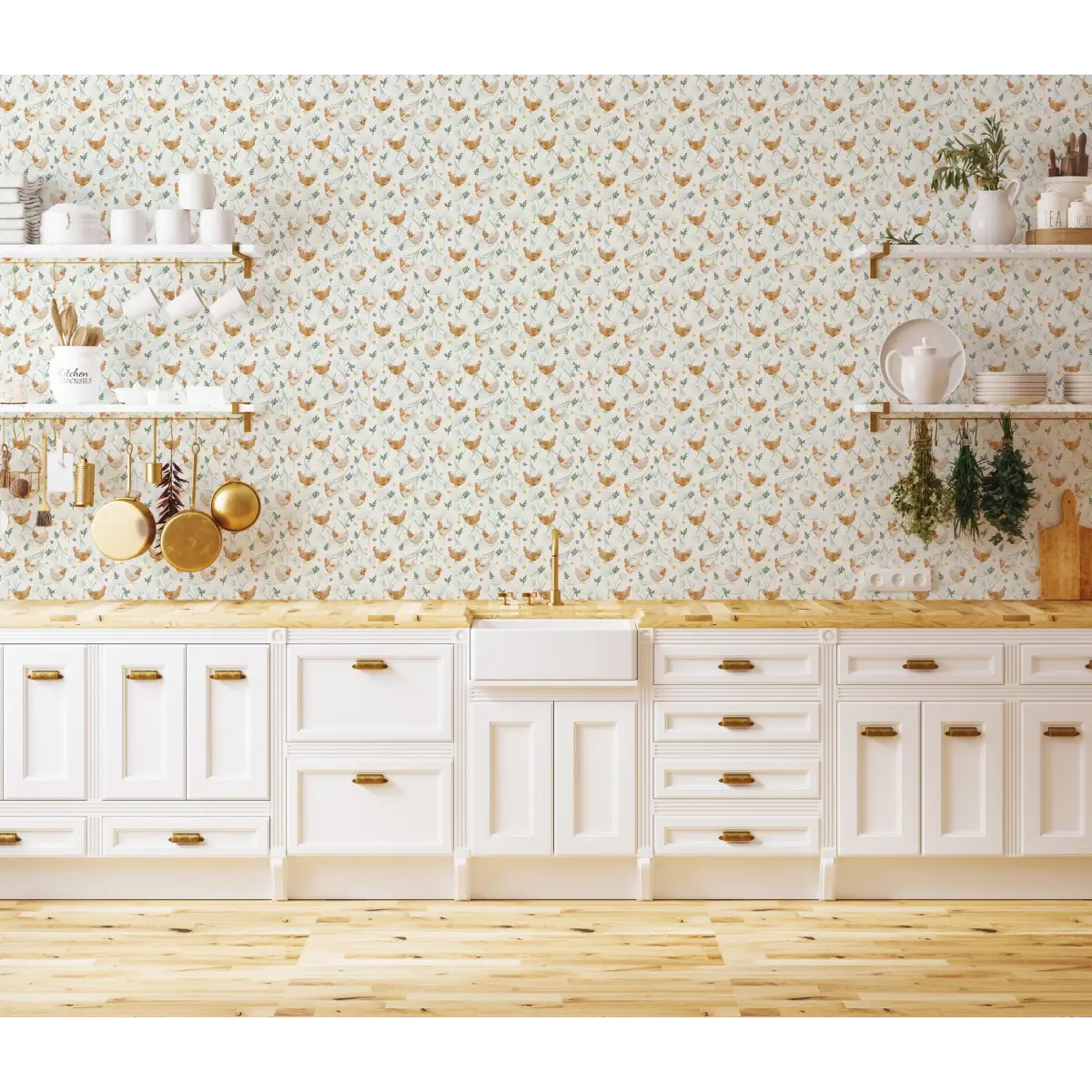 Henrietta Wallpaper - Little Chickens - by Fede Volpato - Loomwell Home Goods