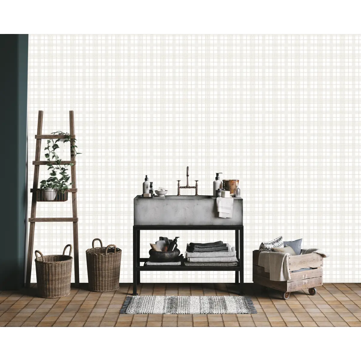 Henry Wallpaper - Simple Plaid Check - by Kourtni Gunn - Loomwell Home Goods