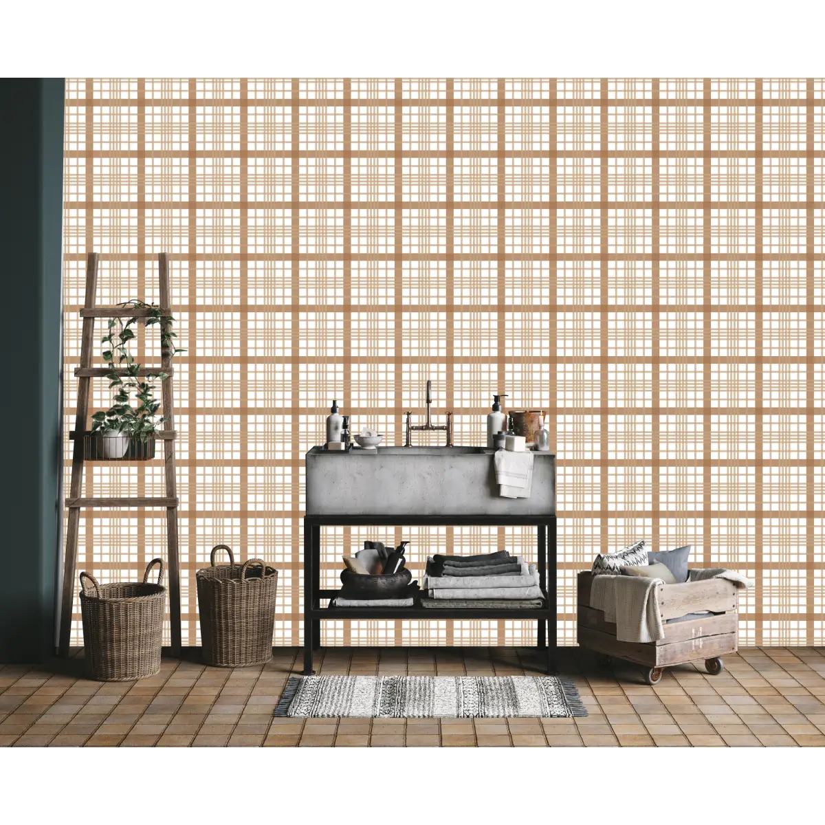 Henry Wallpaper - Simple Plaid Check - by Kourtni Gunn - Loomwell Home Goods