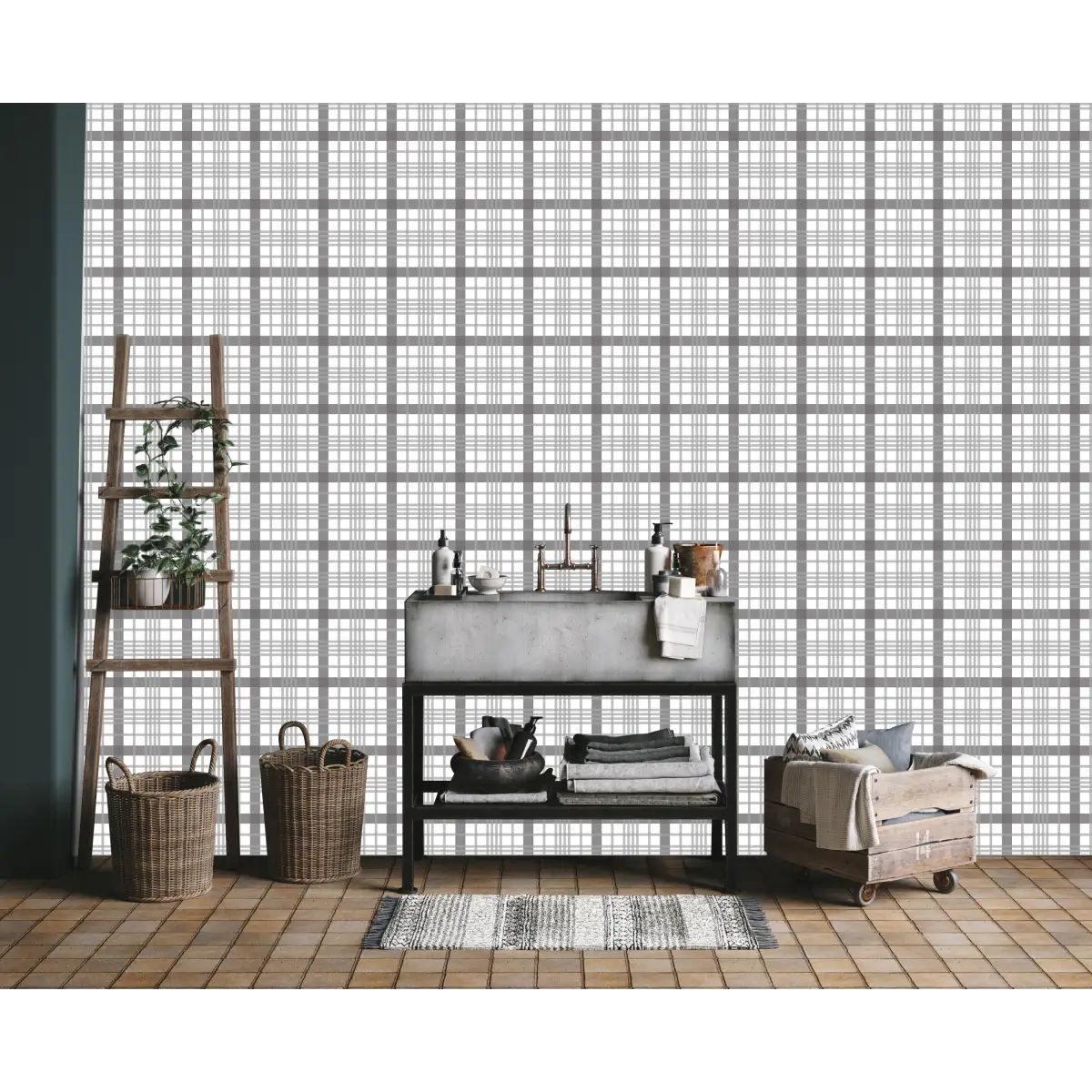 Henry Wallpaper - Simple Plaid Check - by Kourtni Gunn - Loomwell Home Goods