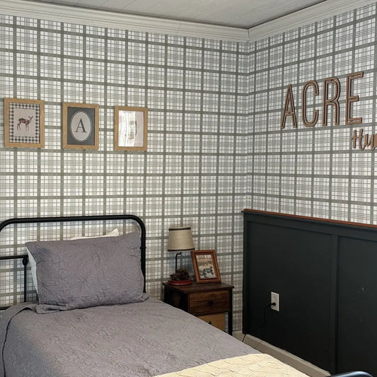 Henry Wallpaper - Simple Plaid Check - by Kourtni Gunn - Loomwell Home Goods